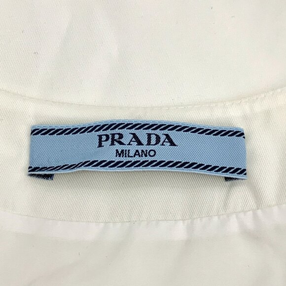 Prada White Re-Nylon Sleeveless Halter Dress With Signature Triangle Logo - Picture 7 of 8